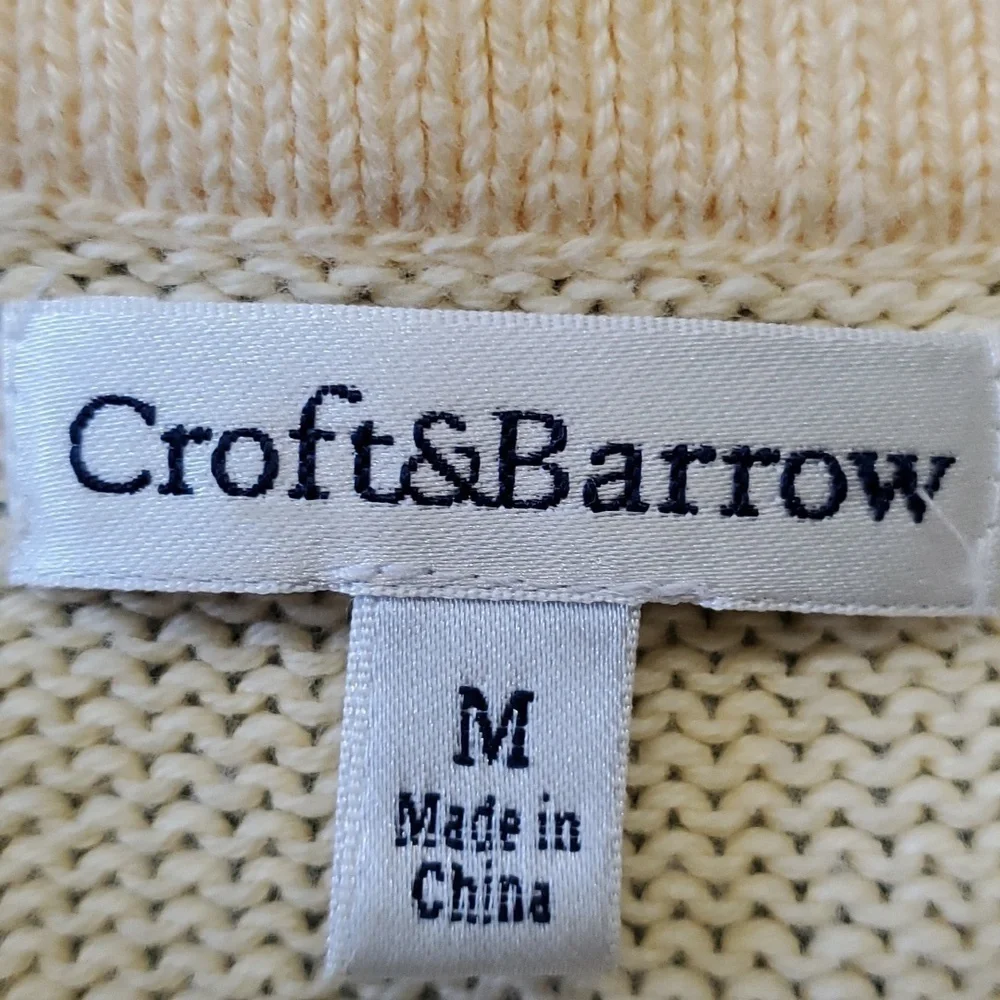 CROFT & BARROW, lightweight 100% cotton yellow and white sweater. - Picture 9 of 12